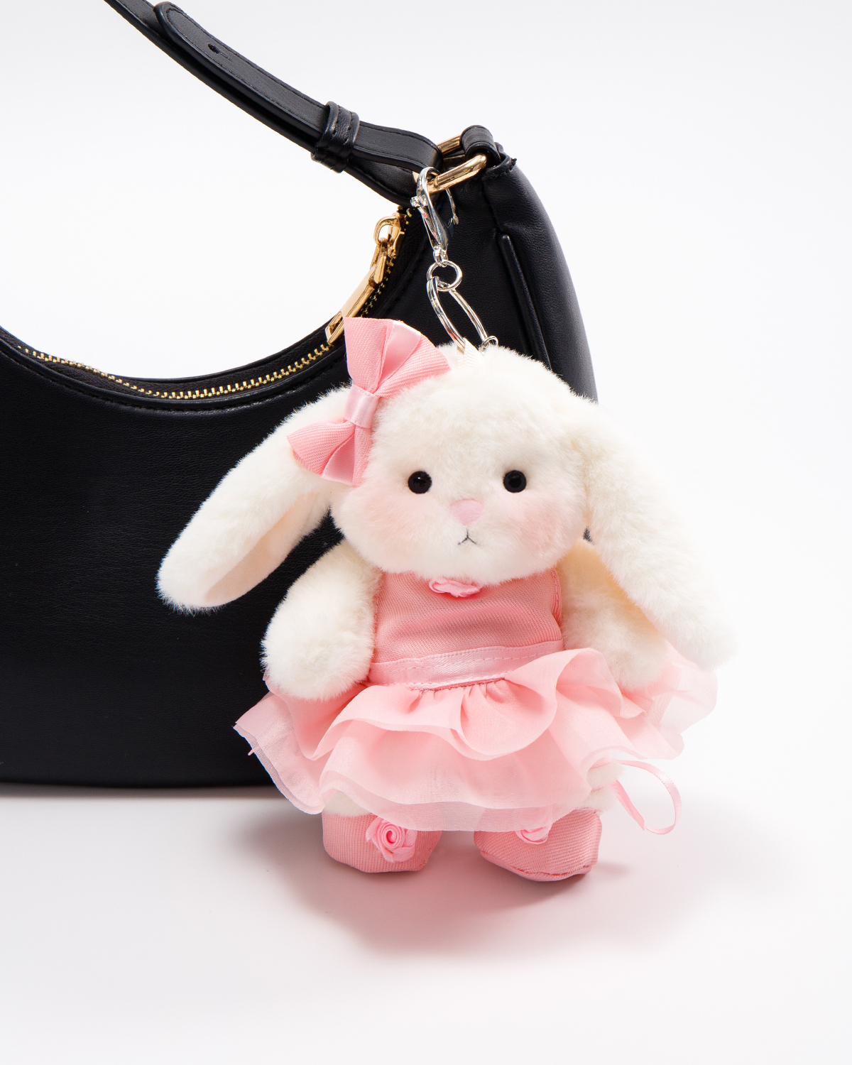 Getahug Pink Ballet Dress Mini Bunny Bag Charm | 5.9 Inches Soft Plush Keychains Gift
