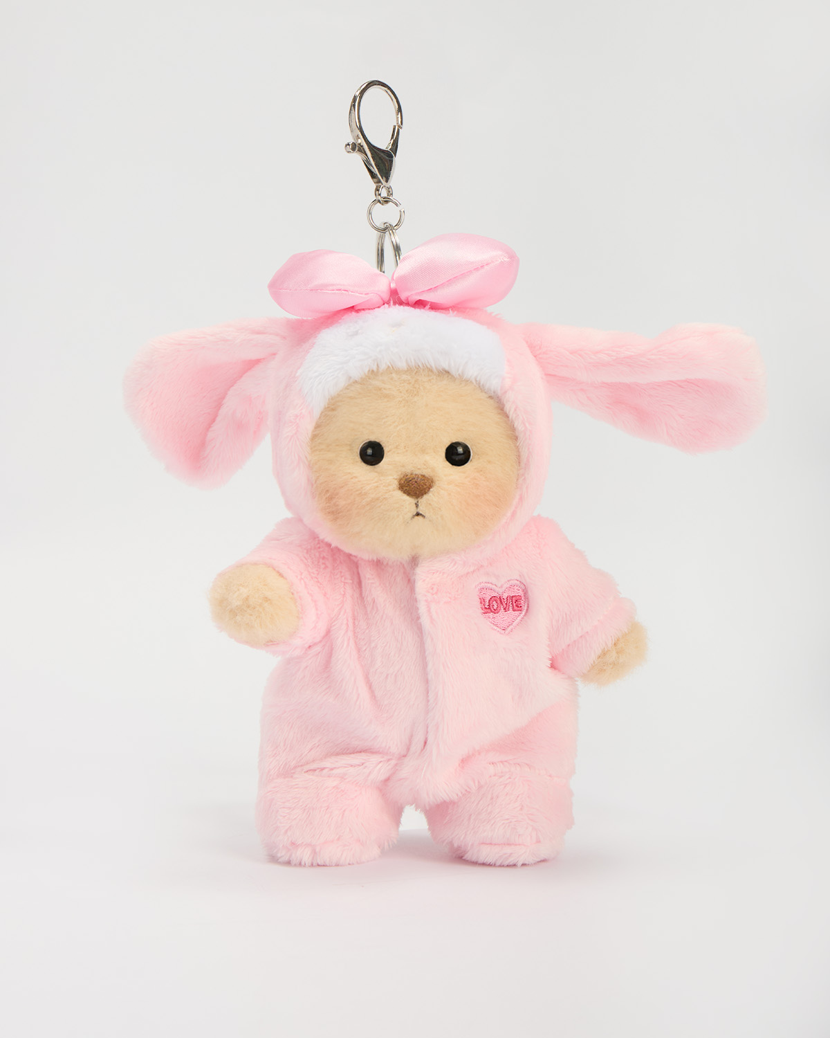 Getahug 5.9 Inches Pink Long-eared Bunny Brown Mini Bear Pendant Keychains Gift