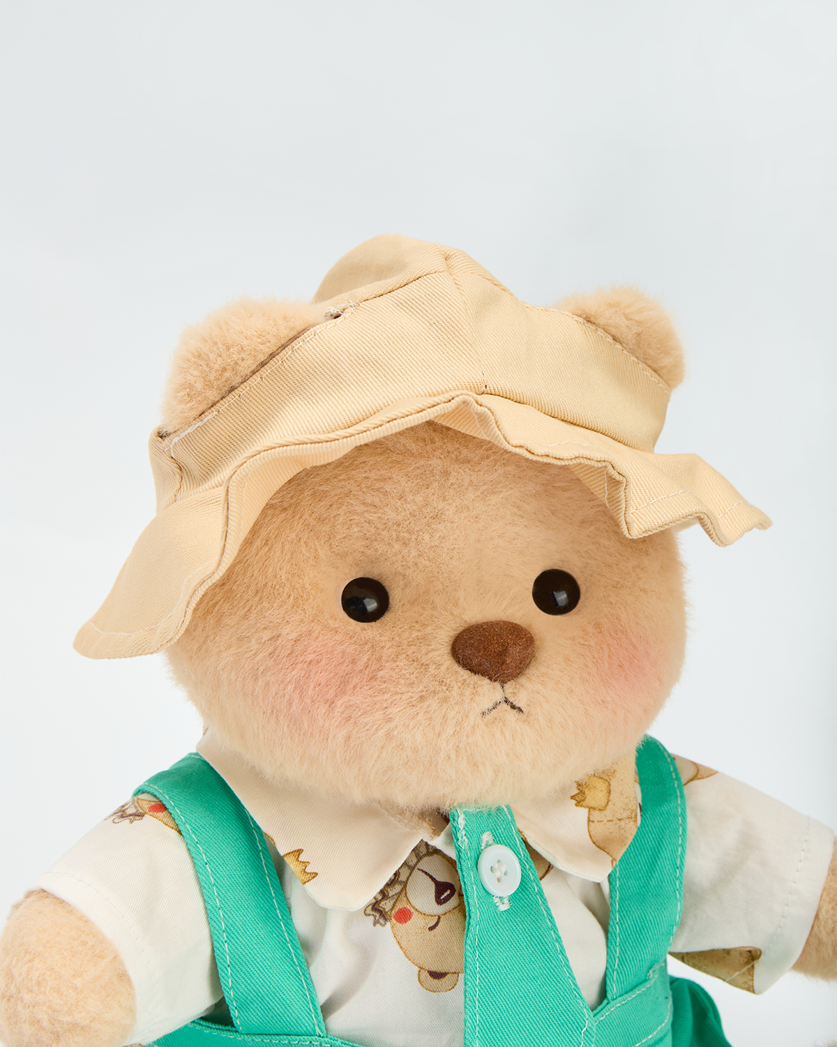 Getahug Green Overalls and Tie Bear | Handmade Jointed Teddy Bear Gift