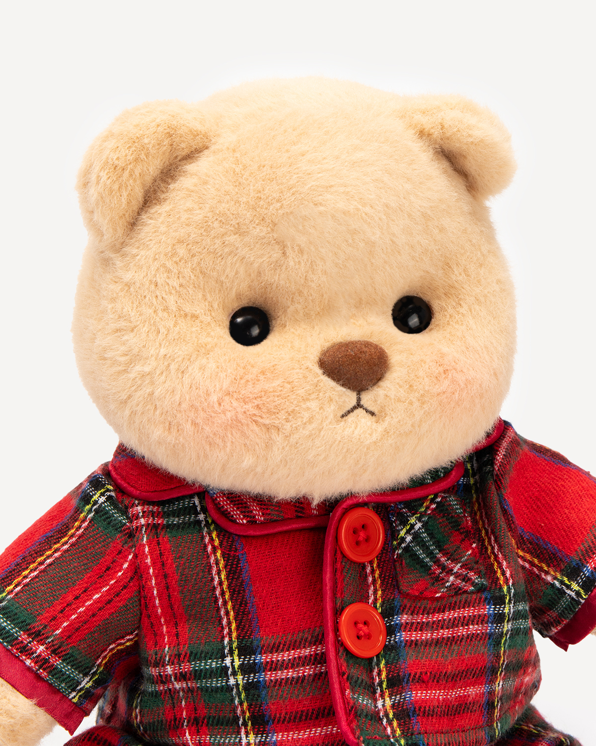 Getahug Christmas Red and Green Plaid Pajamas Bear | Handmade Jointed Stuffed Animal Gift