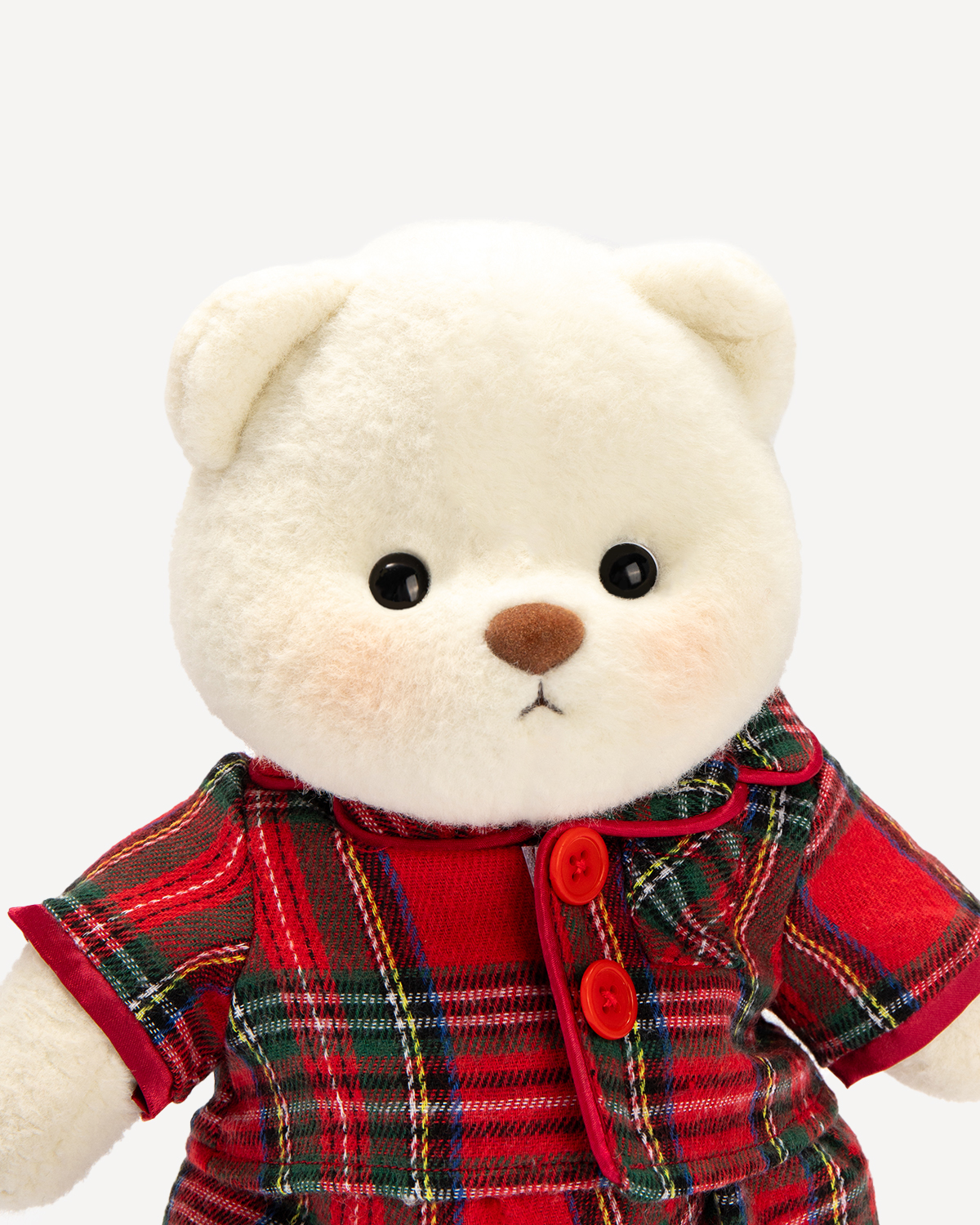 Getahug Christmas Red and Green Plaid Pajamas Bear | Handmade Jointed Stuffed Animal Gift