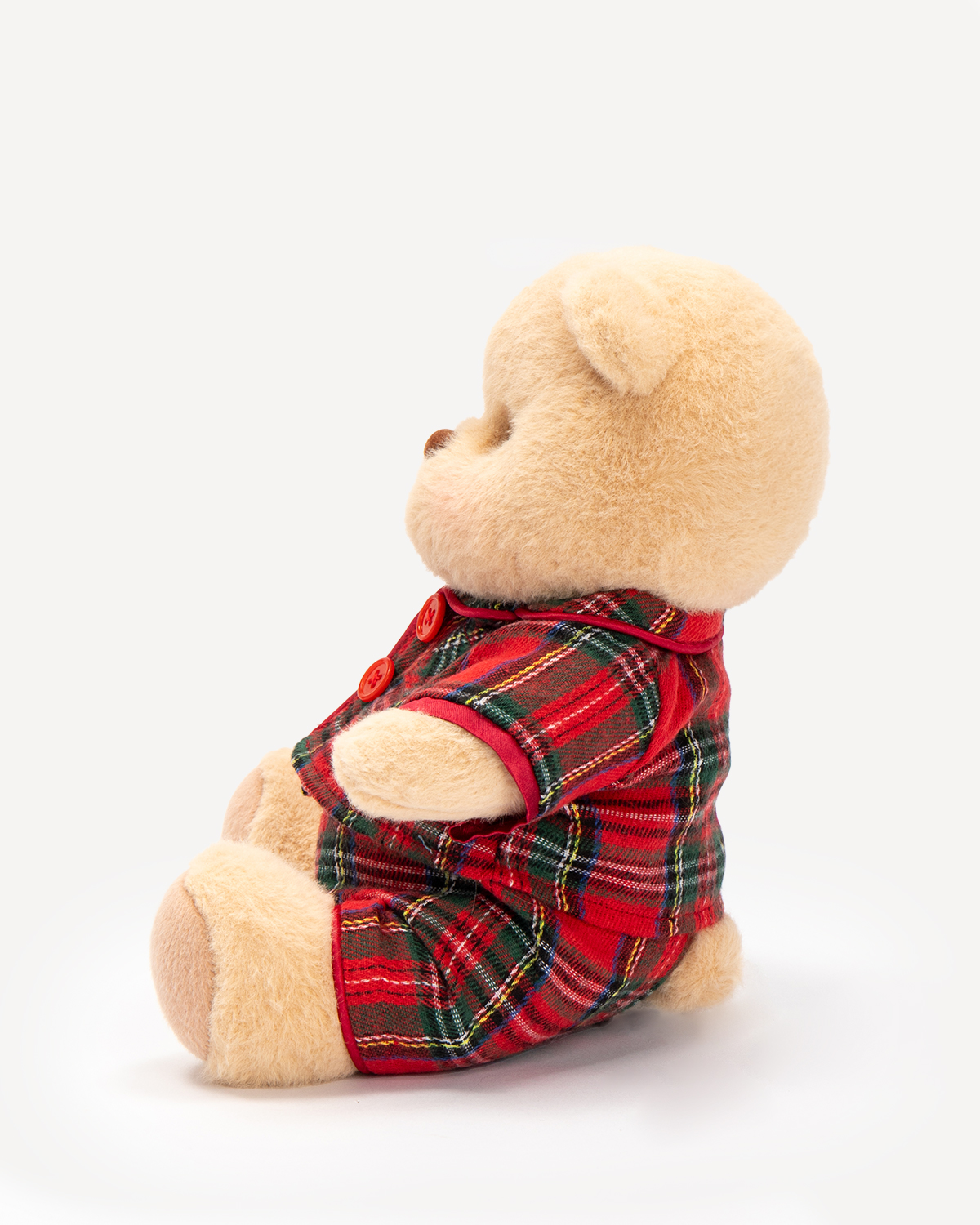 Getahug Christmas Red and Green Plaid Pajamas Bear | Handmade Jointed Stuffed Animal Gift