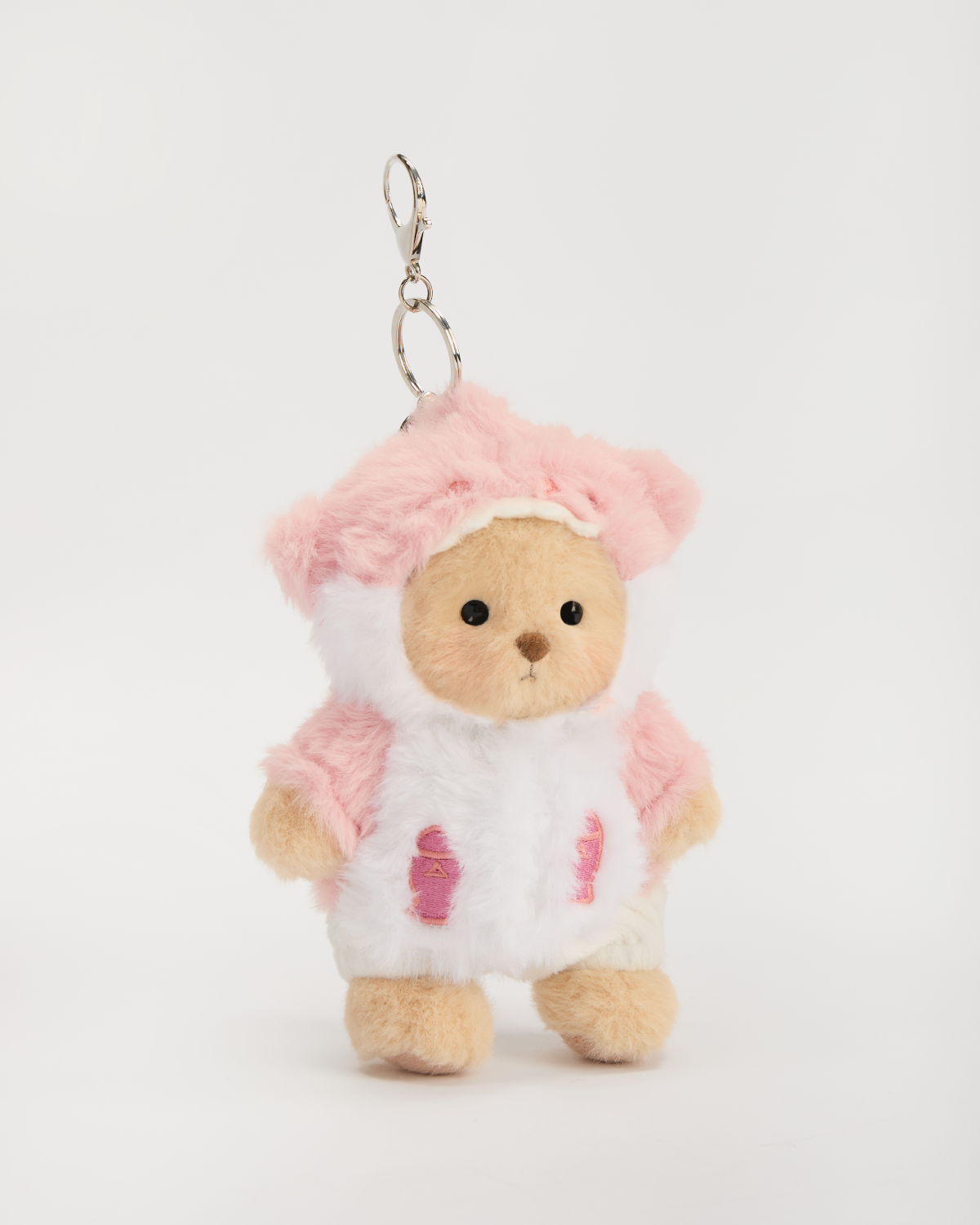 Getahug 5.9 Inches Pink Shark Brown Mini Bear Bag Charm Keychains Gift