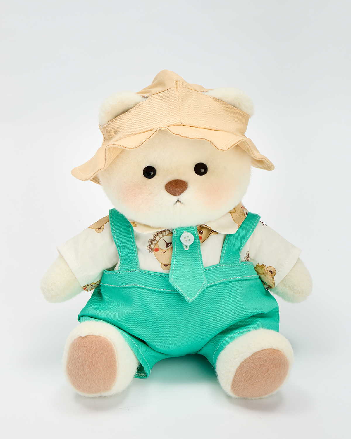 Getahug Green Overalls and Tie Bear | Handmade Jointed Teddy Bear Gift