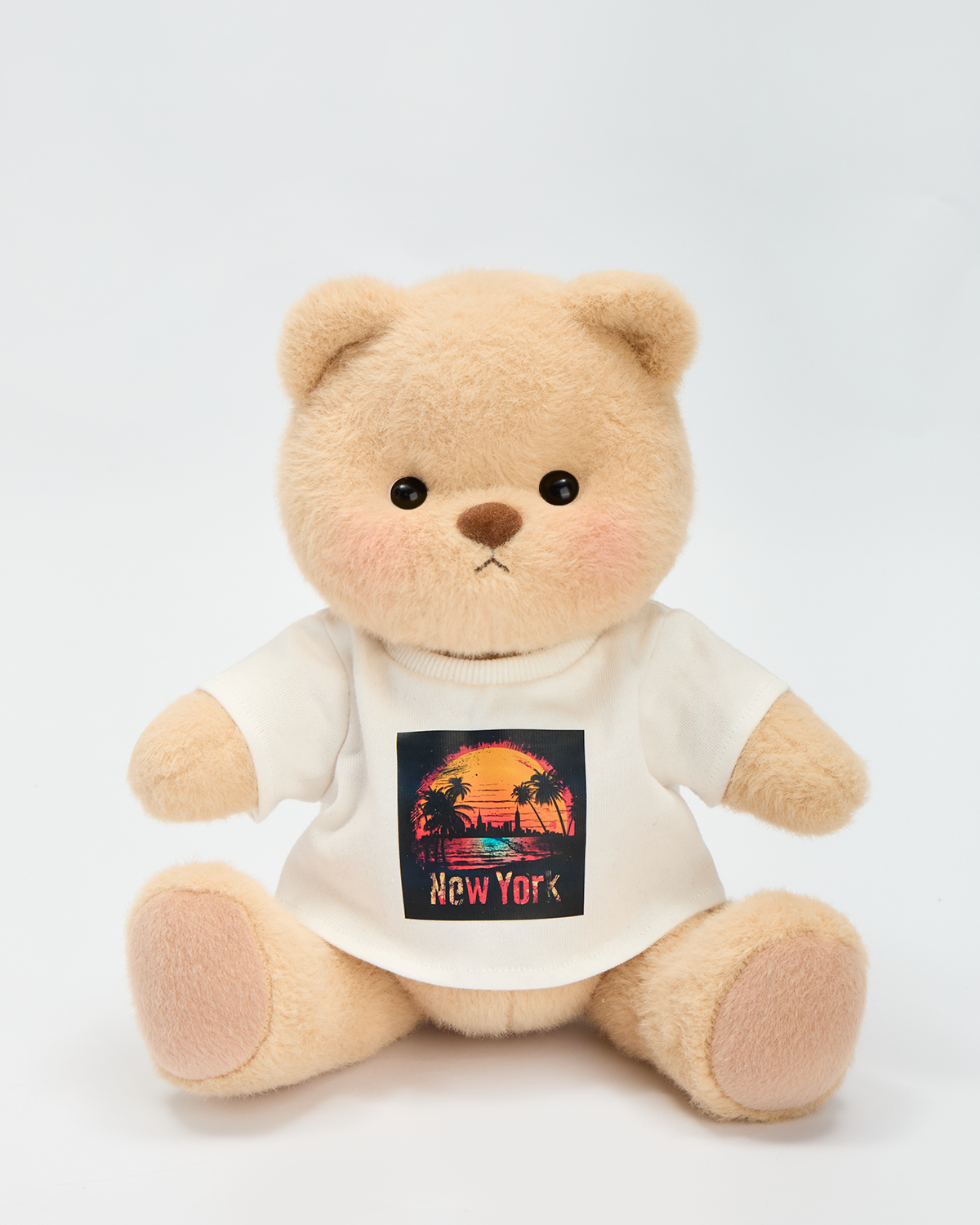 Getahug New York print White T-shirt Bear | Handmade Jointed Teddy Bear Gift