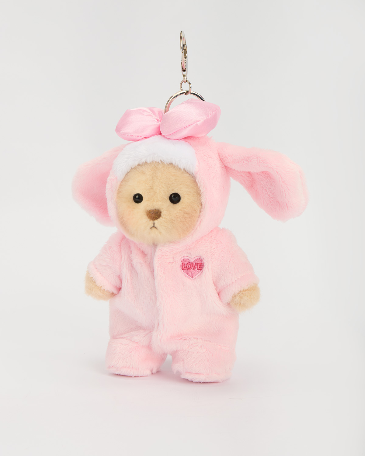 Getahug 5.9 Inches Pink Long-eared Bunny Brown Mini Bear Pendant Keychains Gift