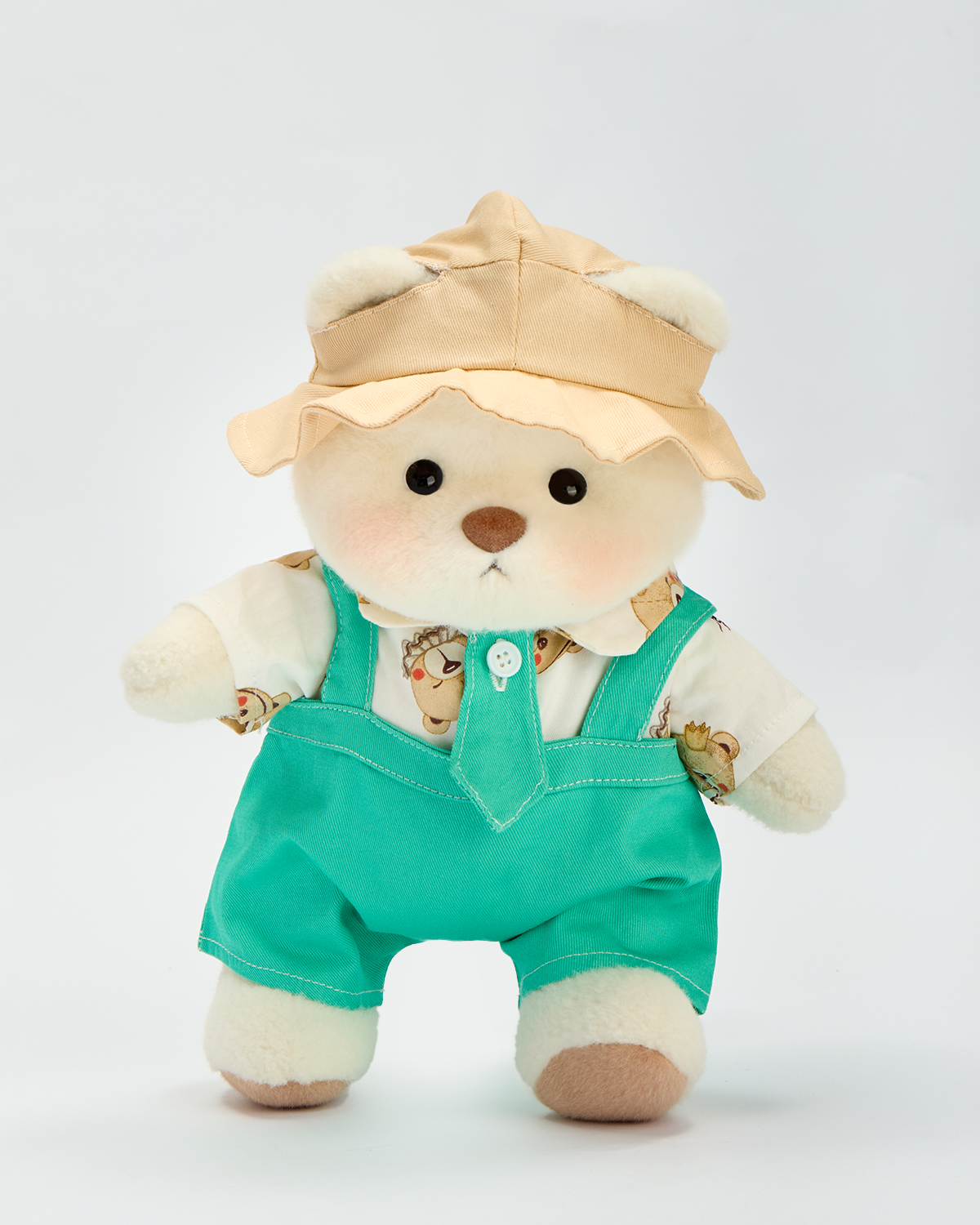 Getahug Green Overalls and Tie Bear | Handmade Jointed Teddy Bear Gift