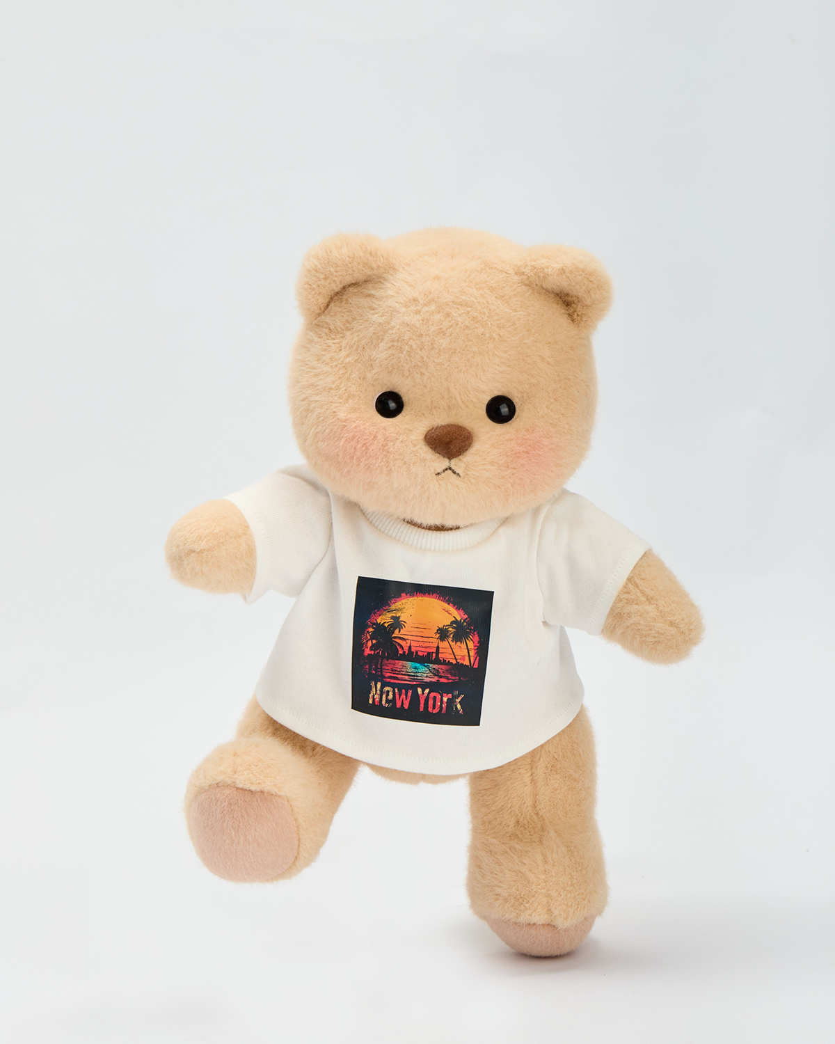 Getahug New York print White T-shirt Bear | Handmade Jointed Teddy Bear Gift