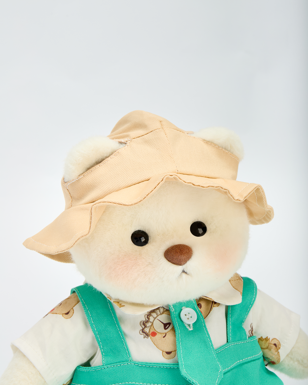 Getahug Green Overalls and Tie Bear | Handmade Jointed Teddy Bear Gift