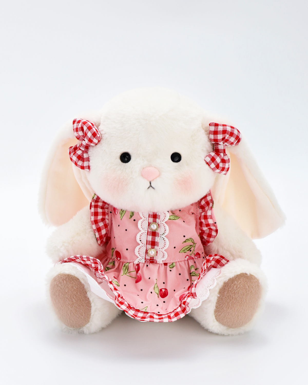 Getahug Pink Cherry Dress Bunny | Handmade Jointed Stuffed Animal Gift