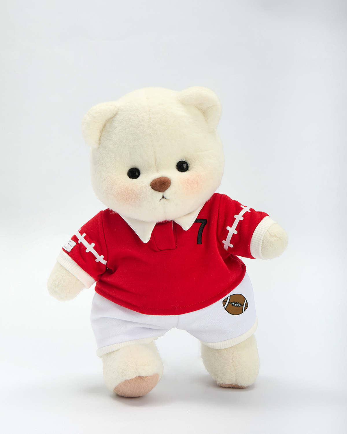 Getahug No. 7 Red Football Jersey Bear | Handmade Jointed Stuffed Animal Gift