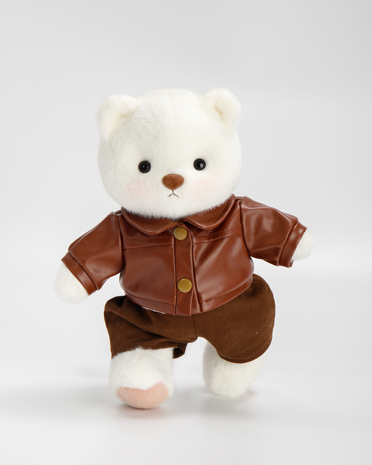 Getahug Brown Leather Jacket Bear | Handmade Jointed Stuffed Animal Gift
