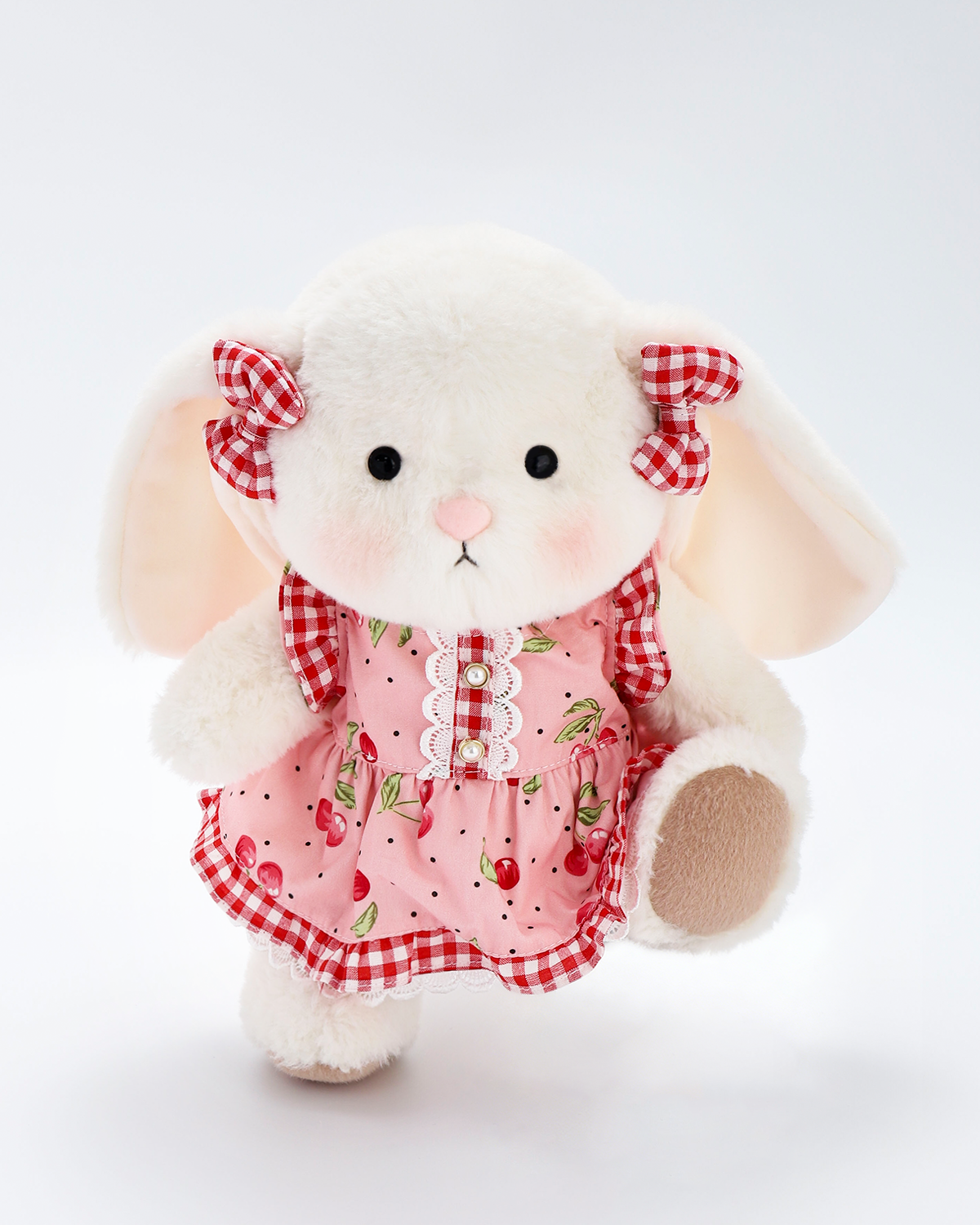 Getahug Pink Cherry Dress Bunny | Handmade Jointed Stuffed Animal Gift