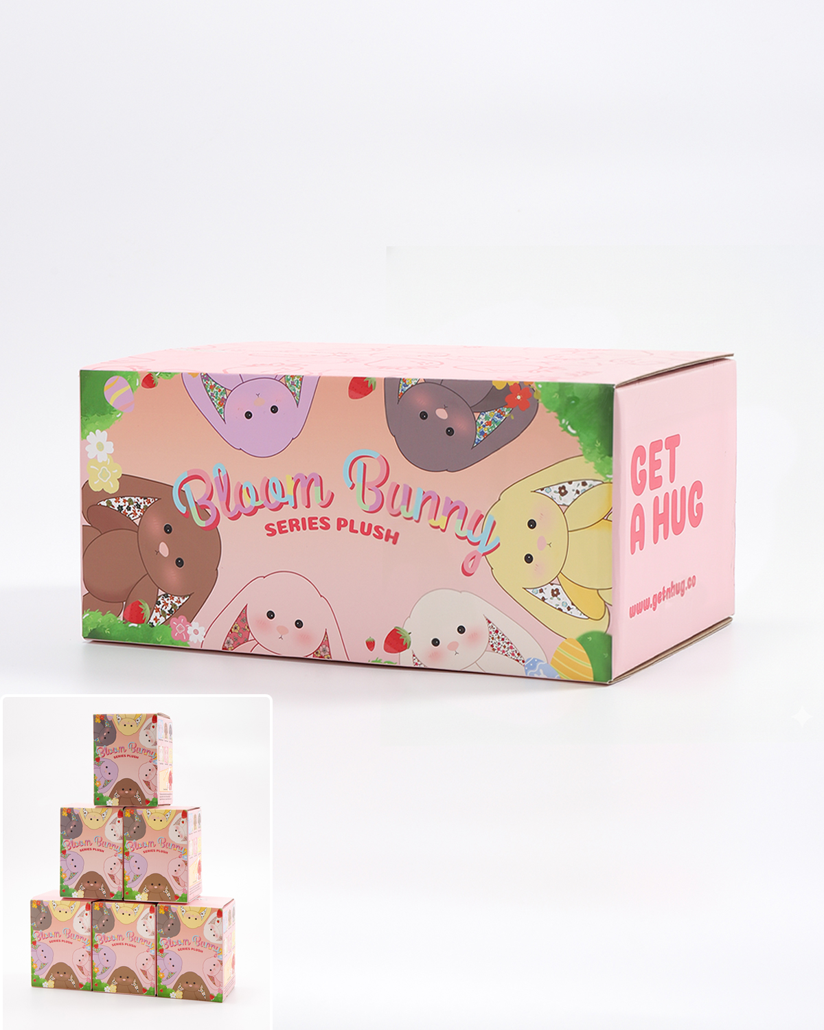 Getahug Rainbow Bloom Mini Bunny Blind Box | 5.9 Inches Plush Bag Charm Keychains Gift