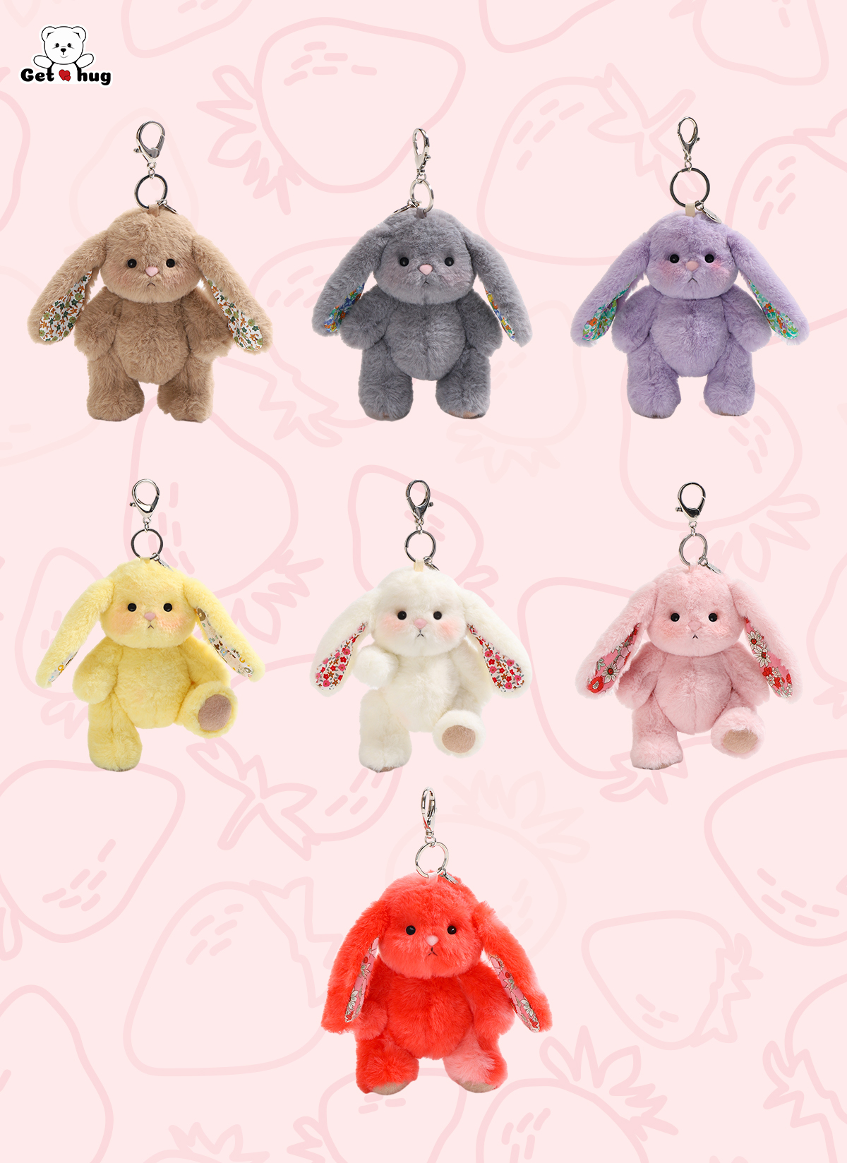 Getahug Rainbow Bloom Mini Bunny Blindbox | 5.9 Inches Plush Bag Charm Keychains Gift