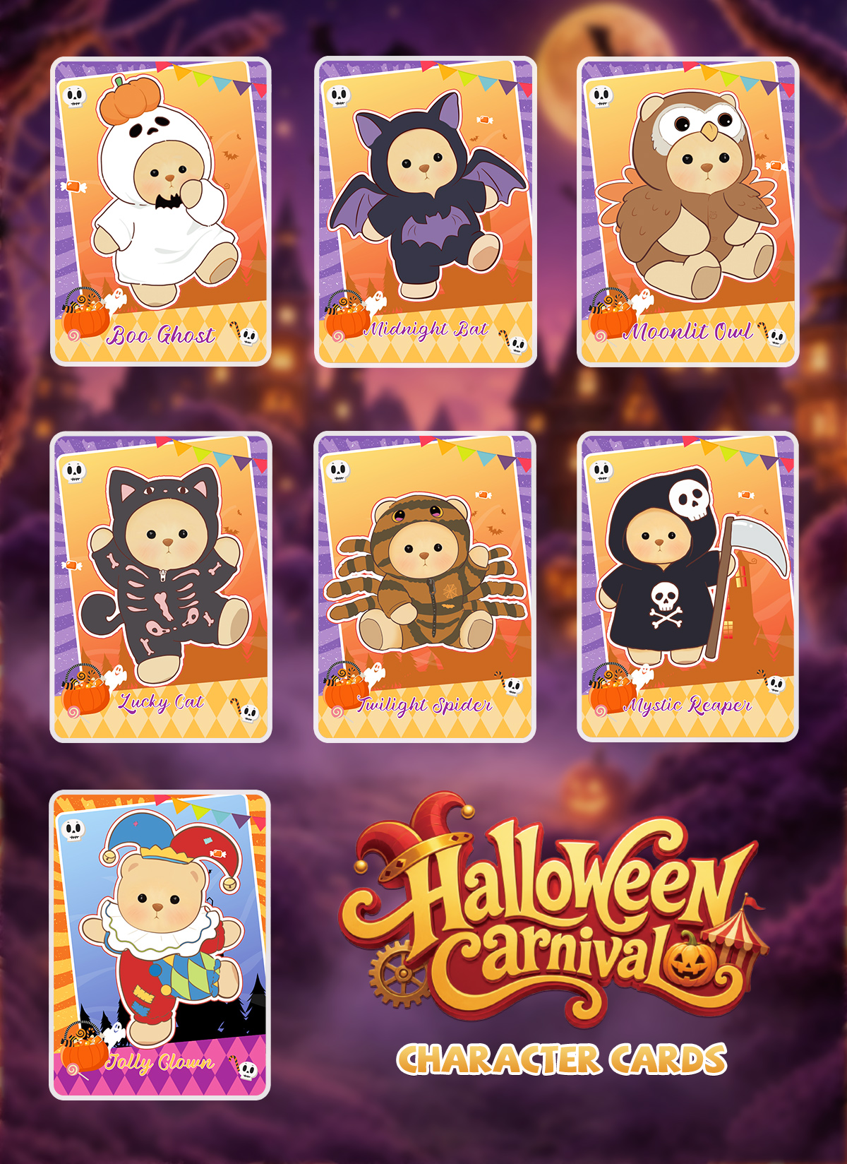 Getahug Halloween Carnival Series Mini Bear Plush Blind Box | 5.9 Inches Pendant Keychain Bag Charm Gift (Pre-sale)