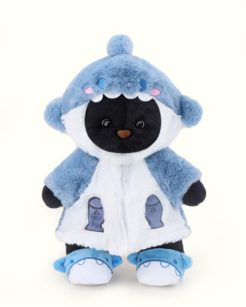 Getahug Fluffy Shark Black Bear | Handmade Jointed Teddy Bear Gift