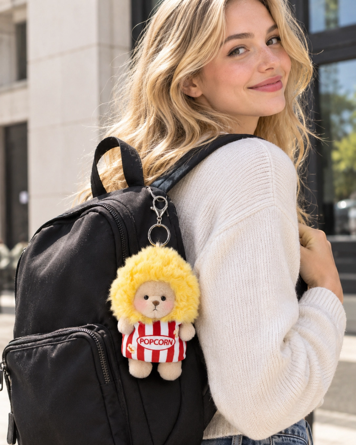Getahug Popcorn Mini Bear Keychain | 5.9 Inches Plush Bag Charm Stuffed Animal Gift