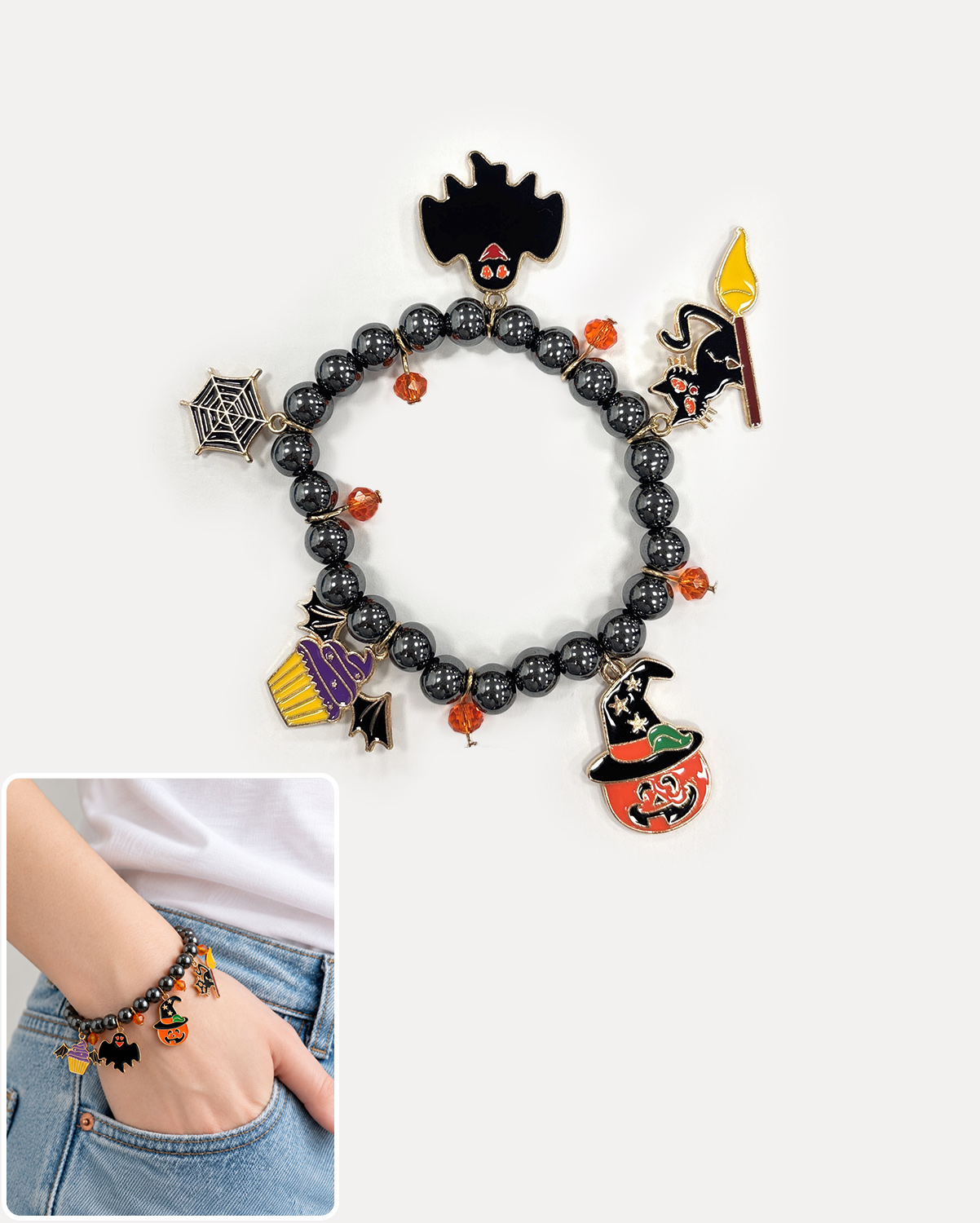 Getahug Halloween Black Beaded Bracelet Accessories