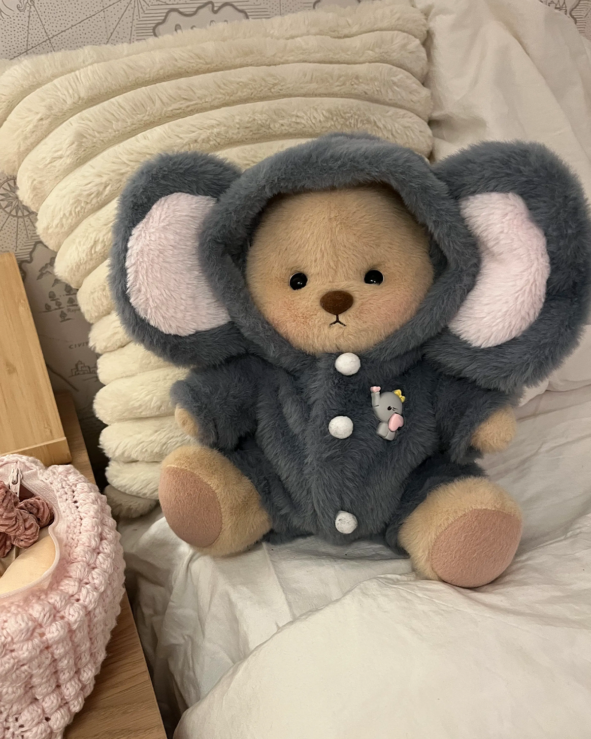 Getahug Fluffy Little Elephant Bear | Handmade Jointed Teddy Bear Gift