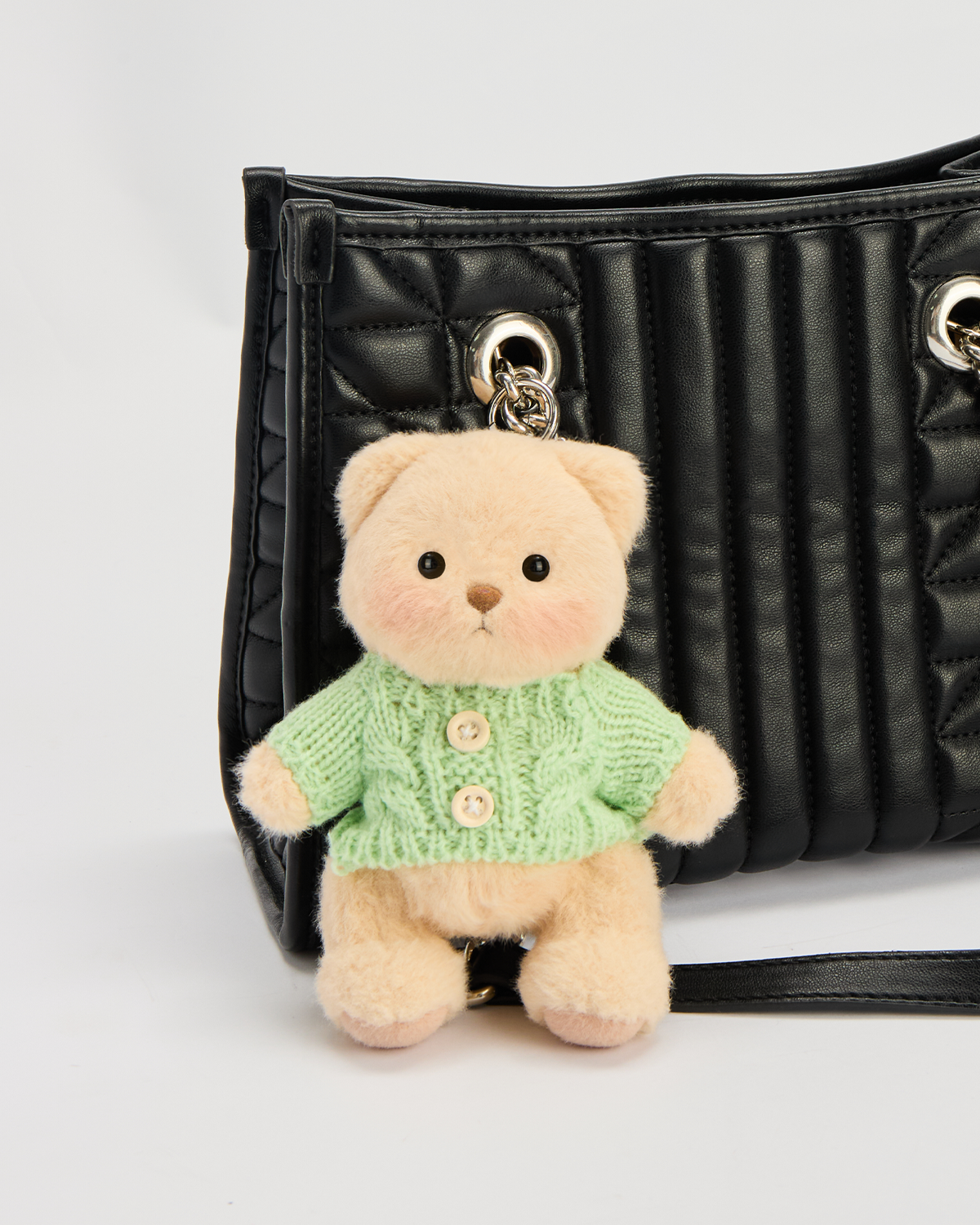 Getahug 5.9 Inches Light Green Sweater Brown Mini Bear Pendant Keychain Gift