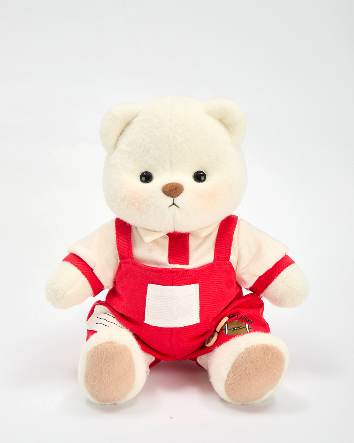 Getahug Red Football Overalls Bear | Handmade Jointed Stuffed Animal Gift