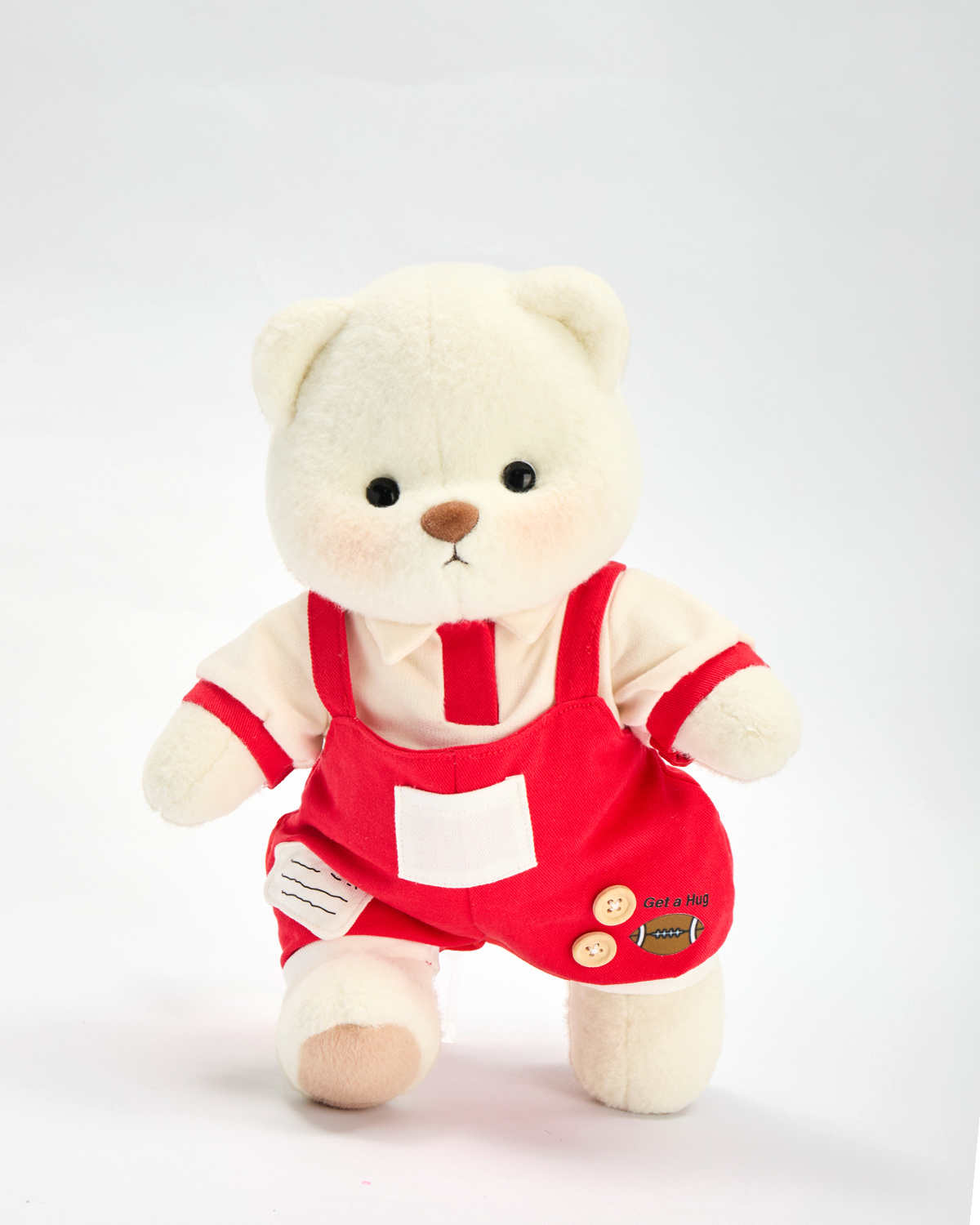 Getahug Red Football Overalls Bear | Handmade Jointed Stuffed Animal Gift
