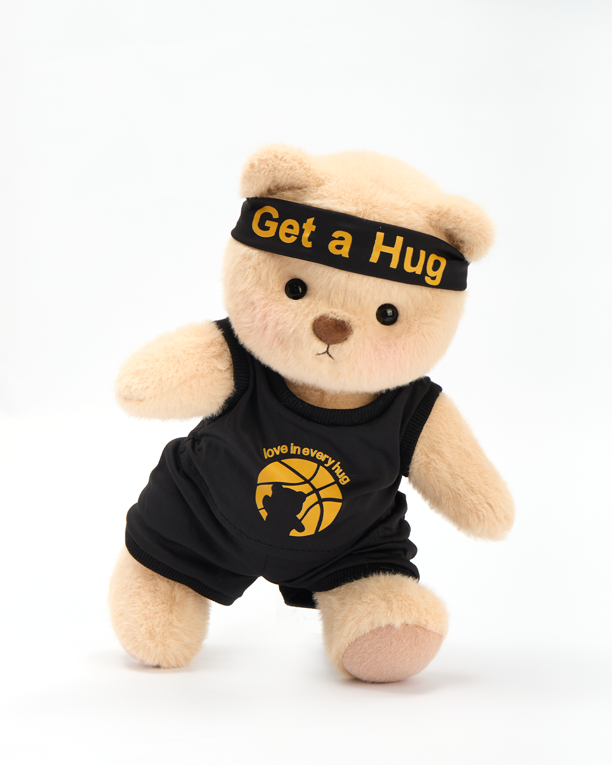 Getahug Basketball Print Black Jersey Bear | Handmade Jointed Stuffed Animal Gift