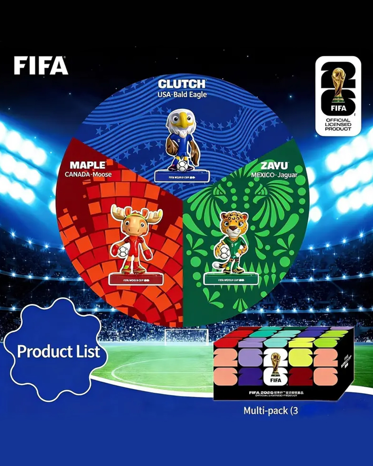 Getahug FIFA World Cup 2026 Official Mascot Figurine Set | Premium Acrylic Display Collectible Gift for Soccer Fans