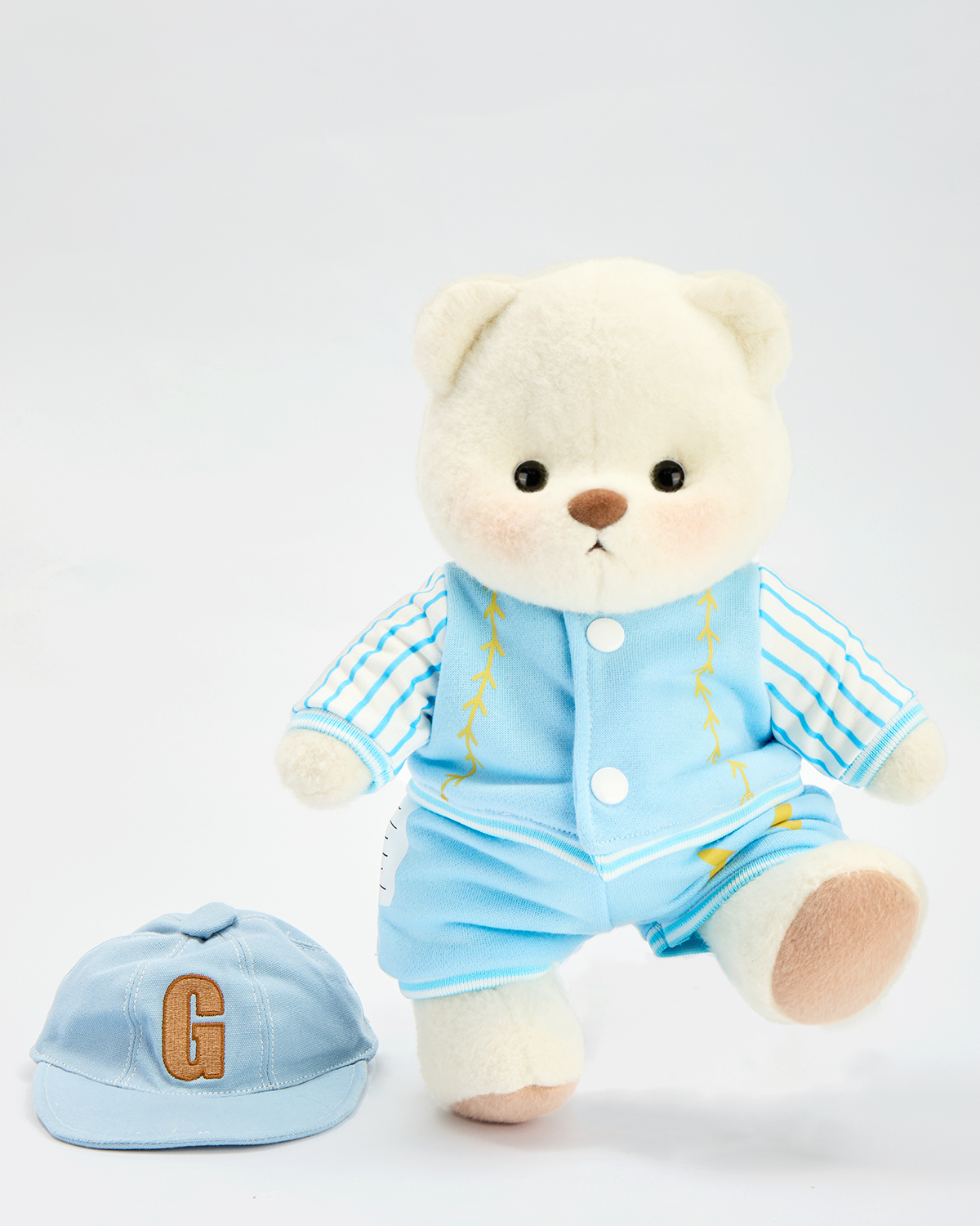 Getahug Blue Baseball Uniform Bear | Handmade Jointed Stuffed Animal Gift