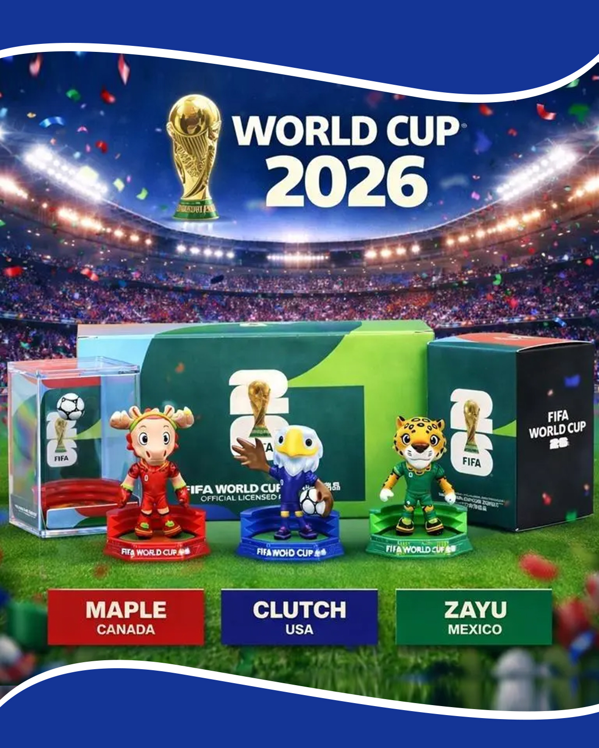 Getahug FIFA World Cup 2026 Official Mascot Figurine Set | Premium Acrylic Display Collectible Gift for Soccer Fans