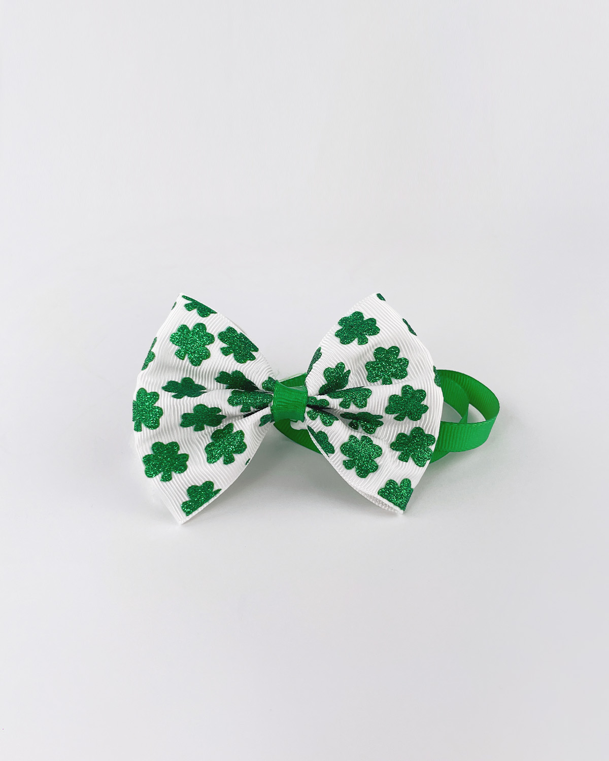 Green Clover White Bow Tie | Teddy Bear Clothes