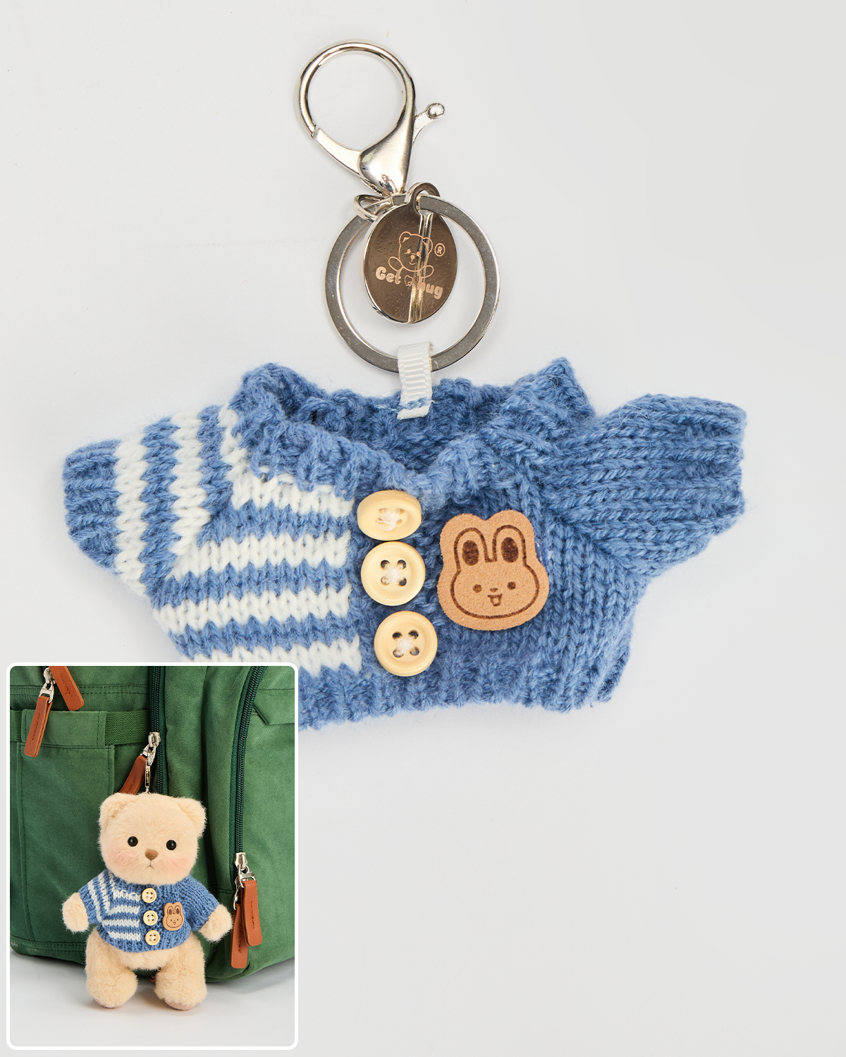 Blue Sweater Keychain (Outfit Only) | 5.9 Inches Mini Teddy Bear Clothes