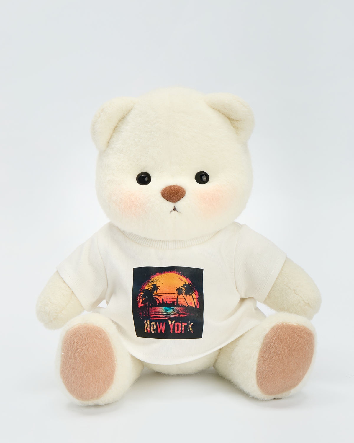 Getahug New York print White T-shirt Bear | Handmade Jointed Teddy Bear Gift