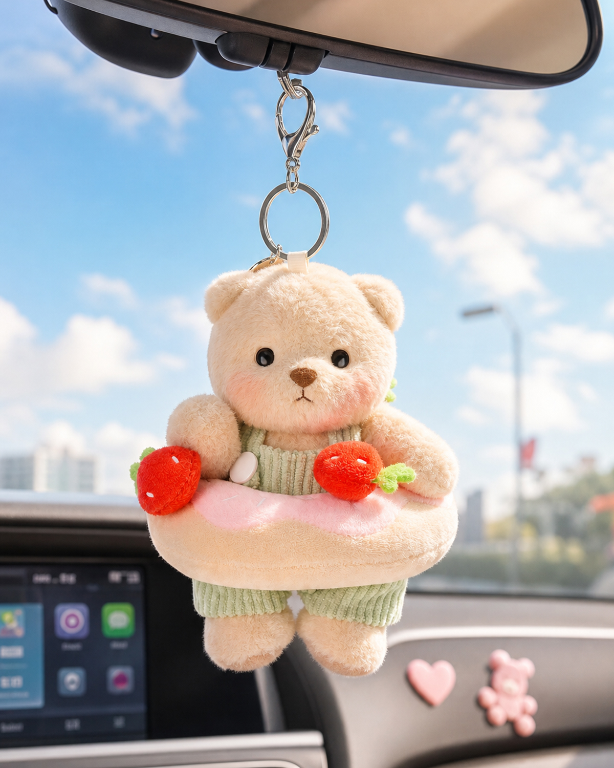 Getahug Strawberry Donut Mini Bear Keychain | 5.9 Inches Plush Bag Cha