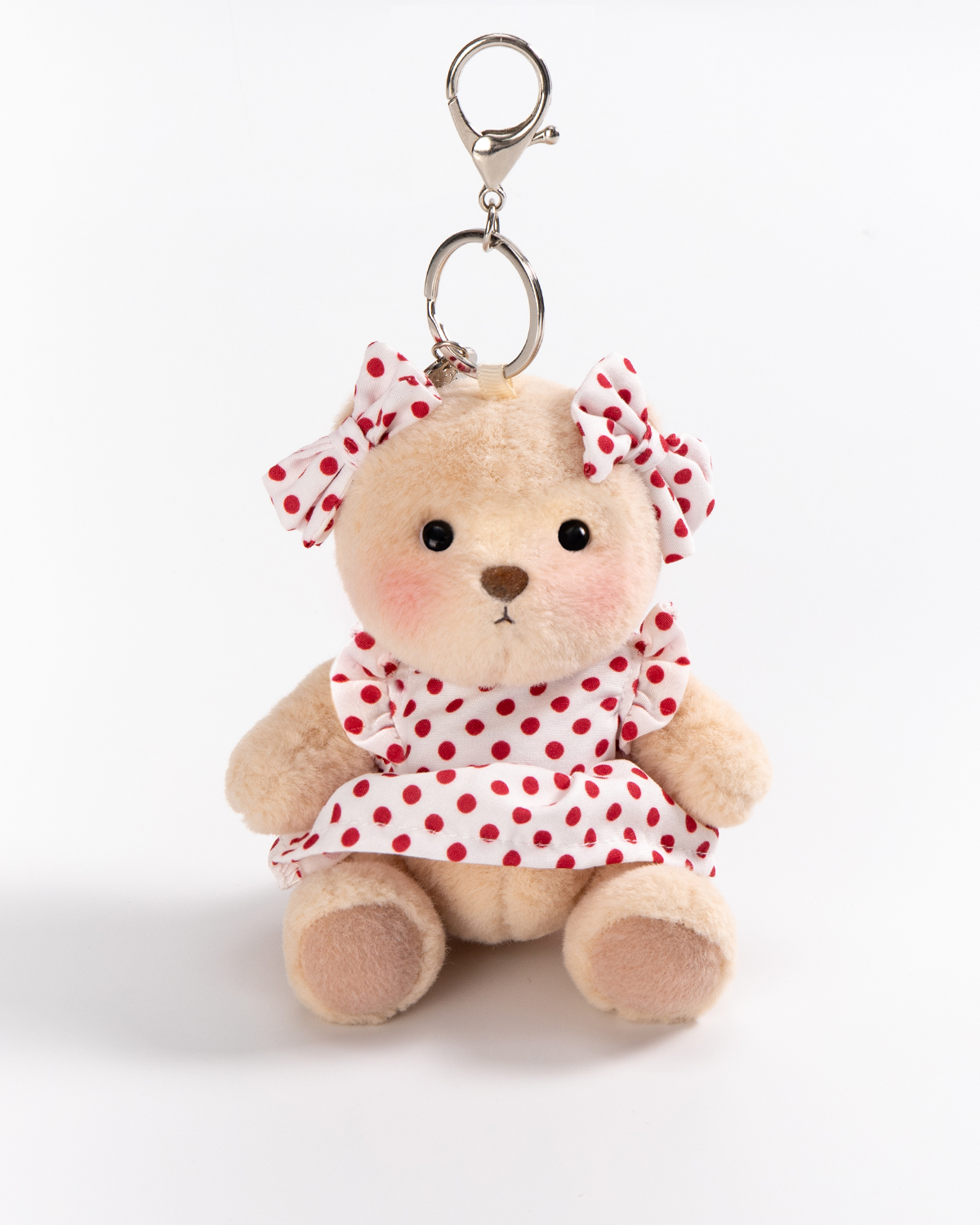 Getahug Sunny Polka Dot Dress Mini Bear Keychain | 5.9 Inches Plush Bag Charm Stuffed Animal Gift