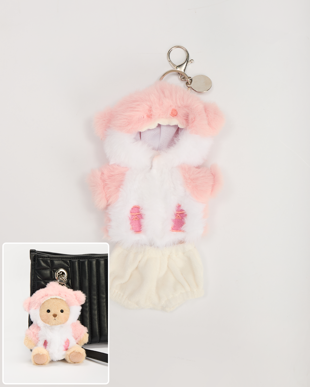 Pink Shark Bag Charm Keychains (Outfit Only) | 5.9 Inches Mini Teddy Bear Clothes