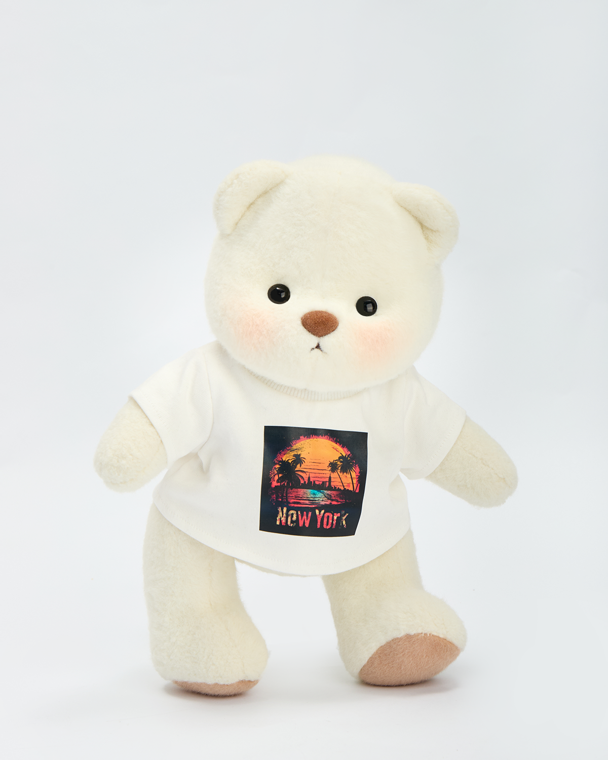 Getahug New York print White T-shirt Bear | Handmade Jointed Teddy Bear Gift