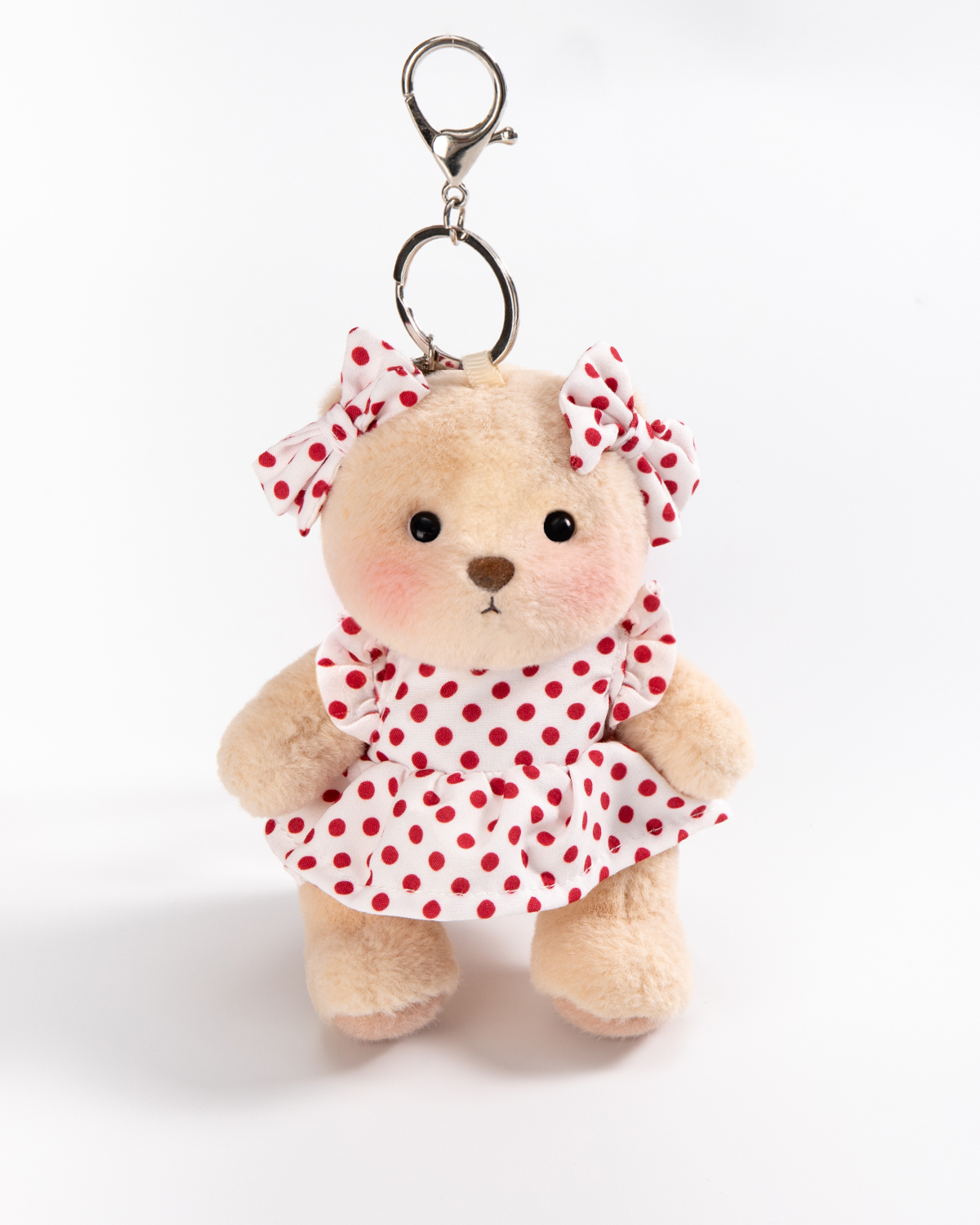 Getahug Sunny Polka Dot Dress Mini Bear Keychain | 5.9 Inches Plush Bag Charm Stuffed Animal Gift