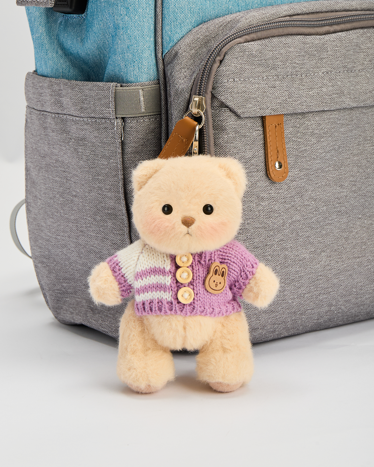 Getahug 5.9 Inches Purple Sweater Brown Mini Bear Pendant Keychain Gift