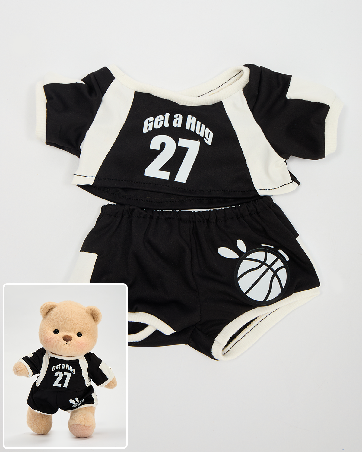 No. 27 Black Basketball Jersey Set (Outfit Only) | 12 Inches Stuffed Animal Clothes