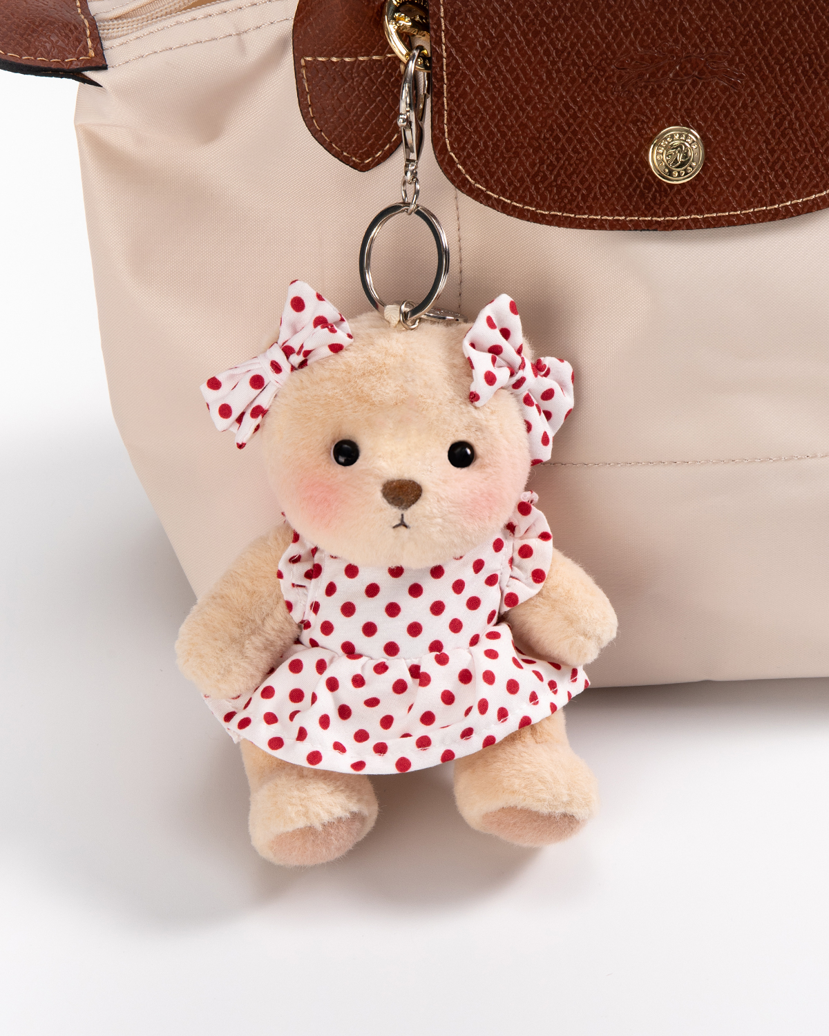 Getahug Sunny Polka Dot Dress Mini Bear Keychain | 5.9 Inches Plush Bag Charm Stuffed Animal Gift