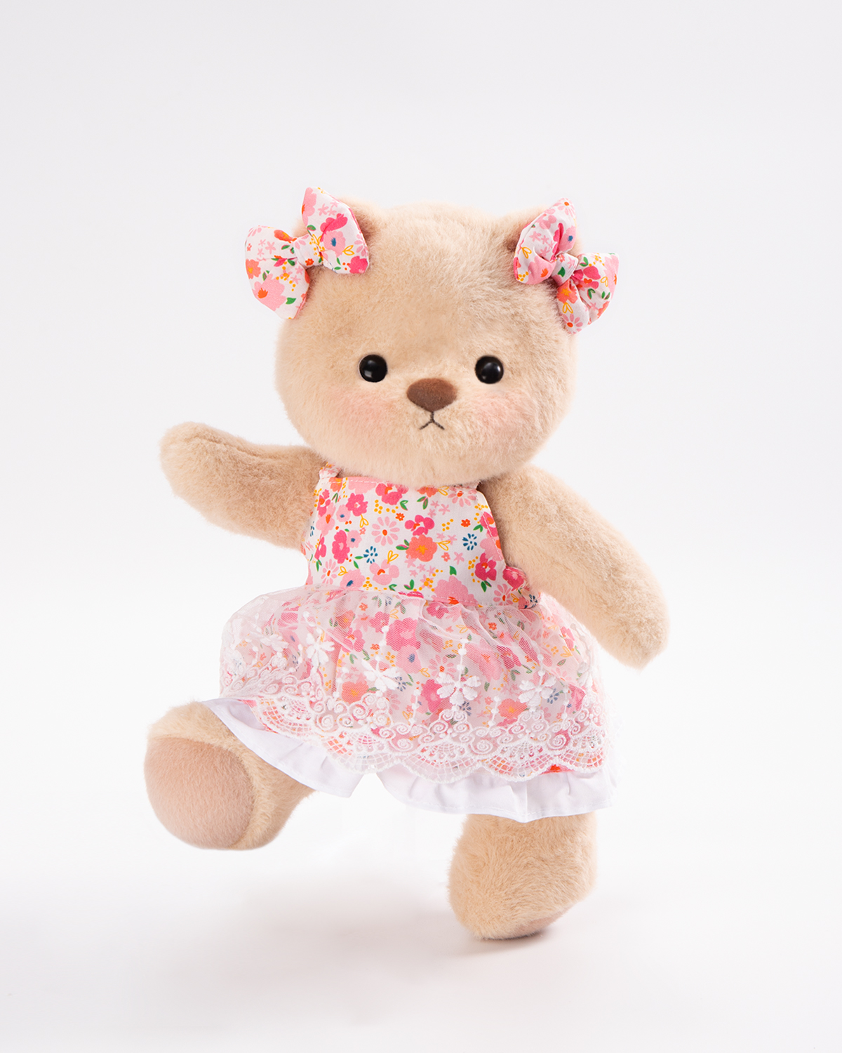 Getahug Pink Floral Lace Dress Bear | Handmade Jointed Teddy Bear Stuffed Animal Gift