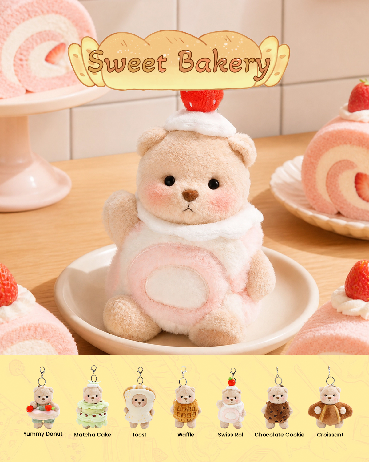Getahug Sweet Bakery Series Plush Mini Bear Blindbox | 5.9 Inches Stuffed Animal Keychain Gift