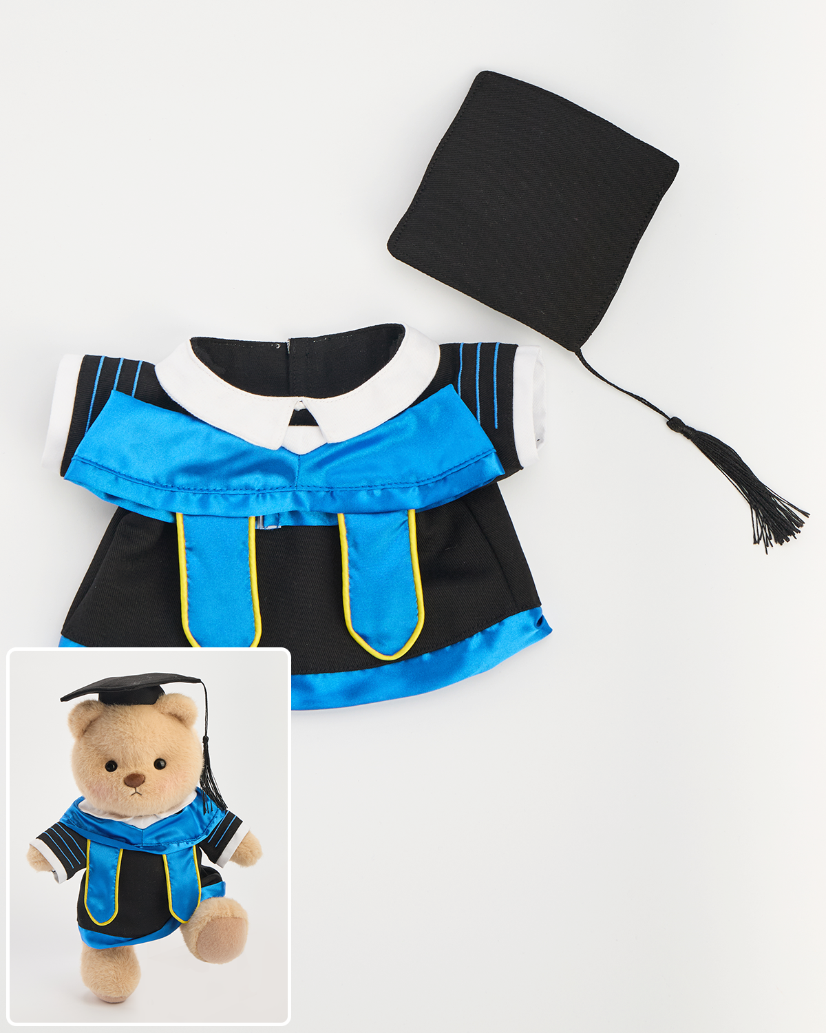 Graduation Cap and Gown Blue Stole Set (Outfit Only) | Teddy Bear Clothes