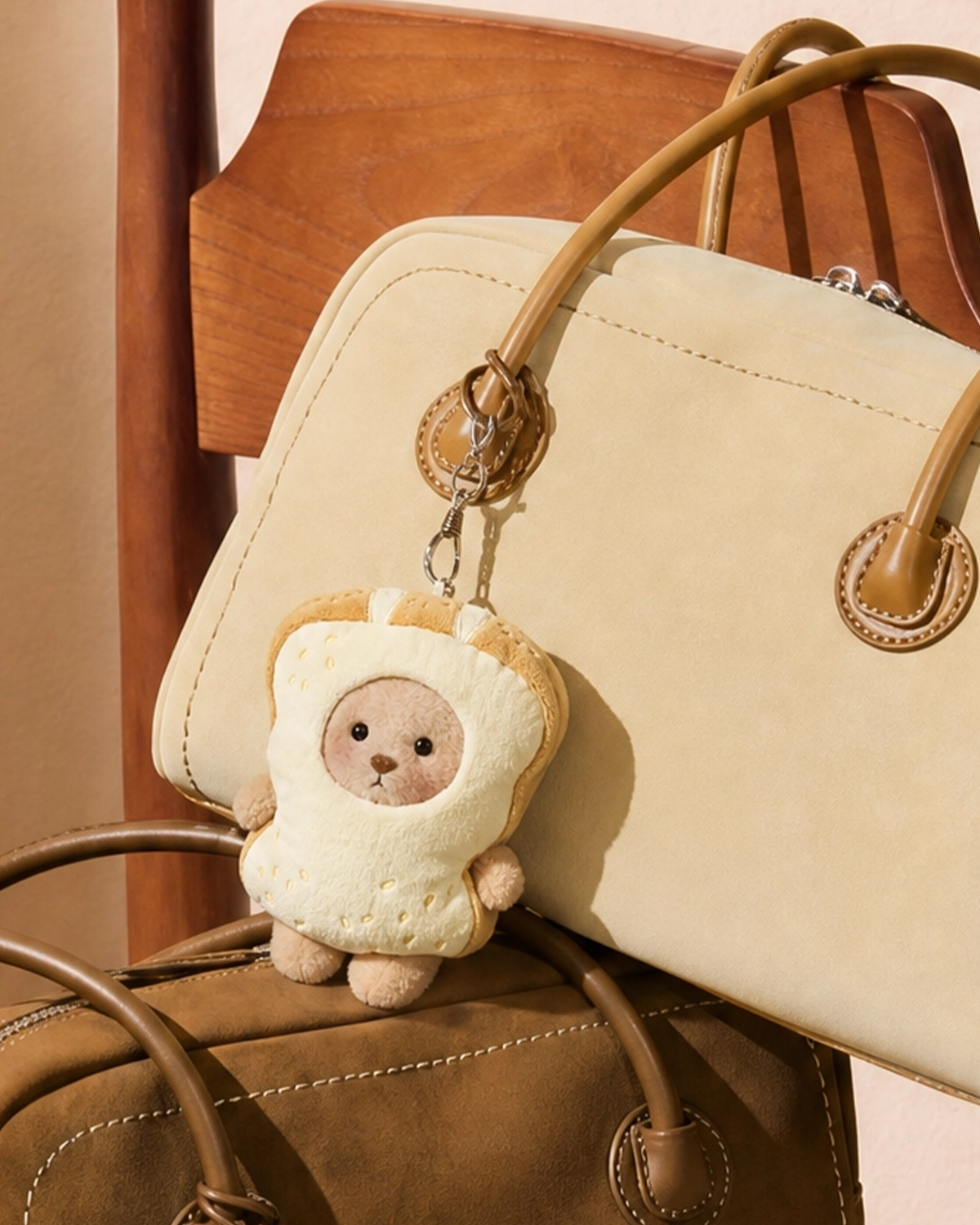 Getahug Toast Mini Bear Keychain | 5.9 Inches Plush Bag Charm Stuffed Animal Gift