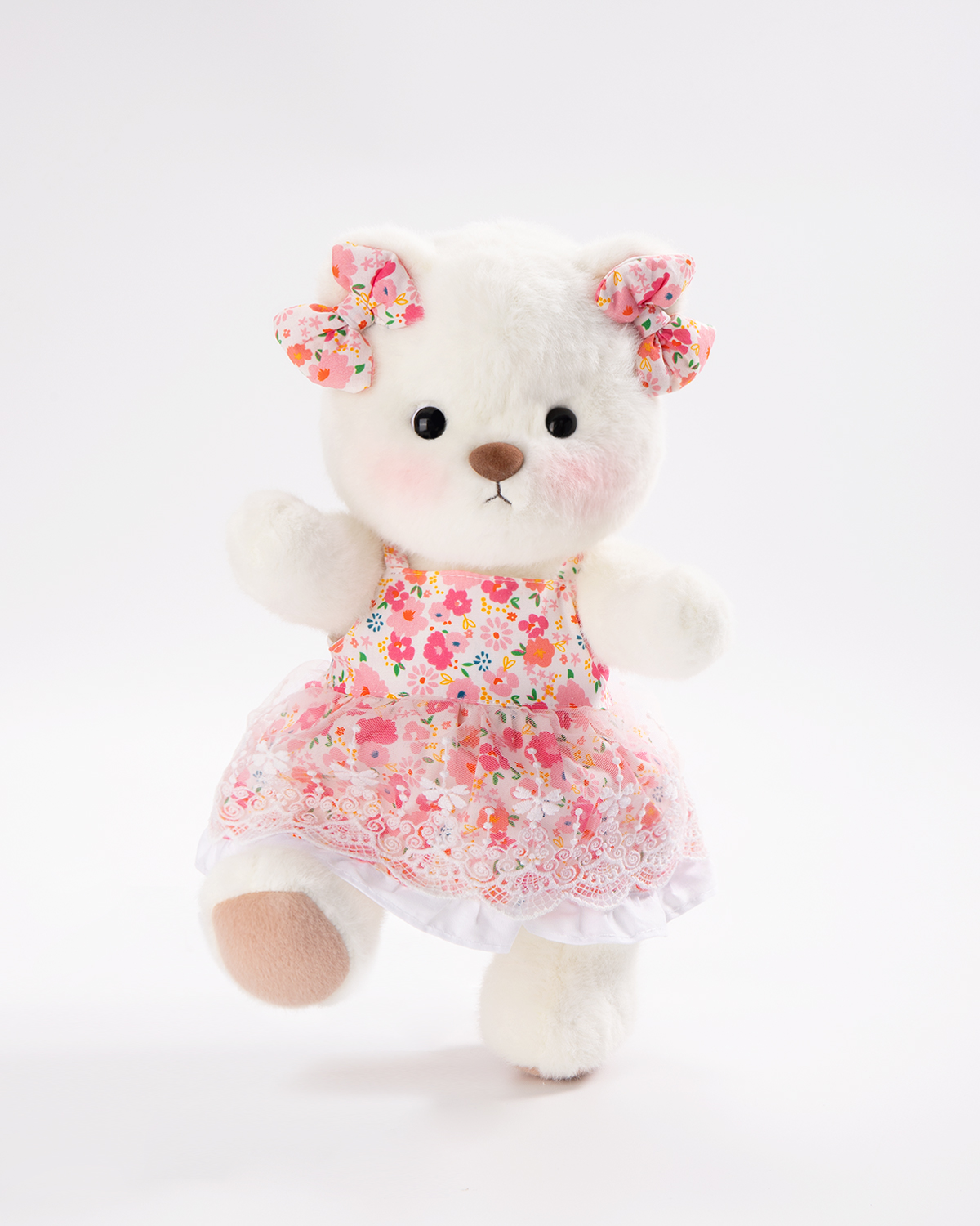 Getahug Pink Floral Lace Dress Bear | Handmade Jointed Teddy Bear Stuffed Animal Gift