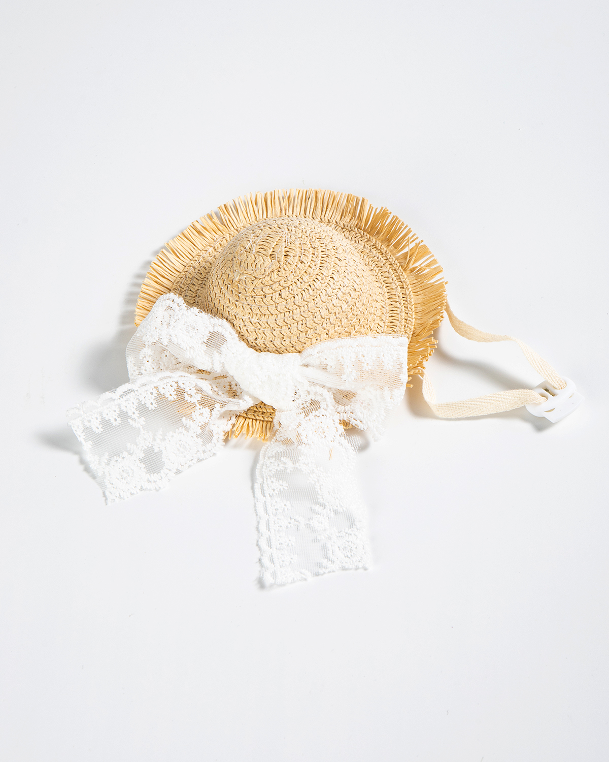 Lace Bow Straw Hat | Accessories Suitable for 12 Inches Stuffed Animals