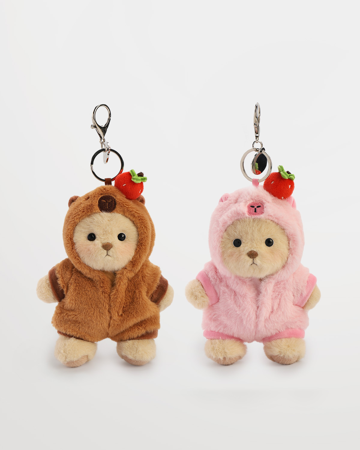 Getahug 5.9 Inches Strawberry Capybara Mini Bear Keychain Gift Bundle