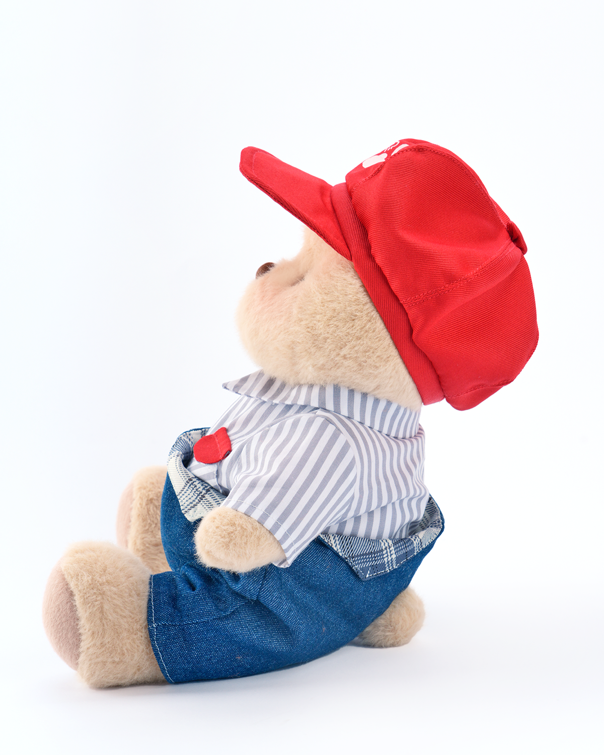 Getahug Red Puppy Hat Blue Overalls Bear | Handmade Jointed Teddy Bear Gift